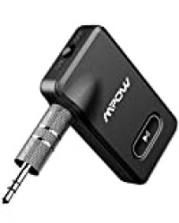 Mpow Récepteur Bluetooth 5.0 Kit Mains Libres pour Voiture Adaptateur Audio sans Fil avec Micro intégré, Sortie Stéréo Jack 3,5mm pour Voiture, Haut-parleurs, HiFi, Diffusion à Domicile