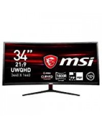 MSI Optix MAG341CQ LED Display 86,4 cm (34") UltraWide Quad HD Incurvé Mat Noir écrans Plats de PC (86,4 cm (34"), 3440 x 1440 Pixels, UltraWide Quad HD, LED, Noir)