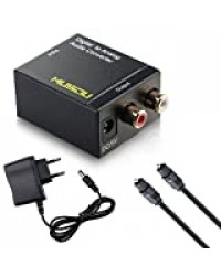 Musou Convertisseur Numérique-Analogique Audio Adaptateur avec Câble Audio Optique | DAC Toslink Coaxial Optique vers RCA L/R Audio Stéréo pour PS3 XBox HD DVD PS4 Sky HD Plasma Blu-ray Home Cinéma Amplificateurs AV