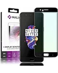 NALIA Verre Trempé Compatible avec OnePlus 5, Integrale Protection d'Écran LCD Film Protège Téléphone Portable 9H Dureté Smart-Phone Screen-Protector Remplacement Vitre Résistant - Transparent (Noir)