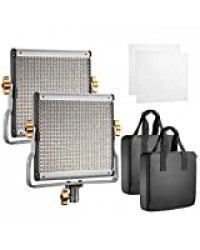 Neewer 480 LED Panneau Lumière Torche Vidéo Photo Eclairage - Lot de 2 Panel Torche LED Vidéo BiColeur avec Support U pour Studio Vidéo Youtube, 3200-5600K, CRI 96+ (Prise UE)