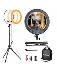 Neewer Kit de lumière LED annulaire intensité 14 Pouces, Inclus : compacte Lumière LED Bicolore/Support Clip pour Smartphone/chevalet/Tube Flexible/tête à Bille pour truccatura/vidéo