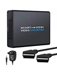 Neoteck 1080P Convertisseur Péritel Vidéo vers HDMI SCART vers HDMI avec Adaptateur Péritel en Aluminium vers HDMI 3,5 mm Stéréo Câble SCART Support RVB CVBS pour HDTV PS4 Sky Blu Ray DVD