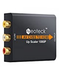 Neoteck 1080p RCA vers HDMI Adapteur Boîtier Métallique NTSC PAL Convertisseur Vidéo Mini AV vers HDMI 3RCA/AV/CVBS Composite Analogique vers Numérique pour PC PS3 TV STB VHS VCR DVD Projecteur