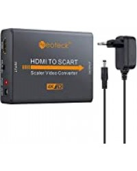 Neoteck Convertisseur HDMI vers Péritel 4K Entrée HDMI Sortie Péritel Adaptateur Composite de Vidéo HD et Audio Stéréo avec Adaptateur d'alimentation EU Pour TV DVD SKY HD Blu Ray DVD Apple PS3