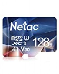 Netac Carte mémoire microSDXC, 128G Haute Vitesse UHS-I Carte Micro SD jusqu'à 100MB/S, A1, U3, C10, V30, 4K, 667X Carte TF pour Drone/Dash Cam/Camera/Phone/Nintendo-Switch/PC/Tablette