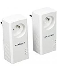 NETGEAR PLP1000-100FRS Pack de 2 prises CPL 1000 Mbps avec Prise filtrée et Port Ethernet Compatibles avec tous les modèles de la gamme et toutes les Boxs Internet, idéal pour le Multi-TV