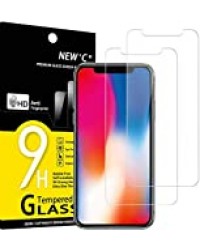 NEW'C Lot de 2, Verre Trempé Compatible avec iPhone 11 Pro et iPhone X et iPhone XS (5.8"), Film Protection écran sans Bulles d'air Ultra Résistant (0,33mm HD Ultra Transparent) Dureté 9H Glass