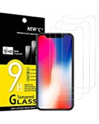 NEW'C Lot de 3, Verre Trempé Compatible avec iPhone 11 Pro et iPhone X et iPhone XS (5.8"), Film Protection écran sans Bulles d'air Ultra Résistant (0,33mm HD Ultra Transparent) Dureté 9H Glass