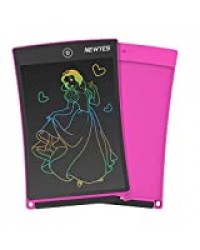 NEWYES Coloré Tablette d'écriture LCD numérique - 8.5 Pouces Tablette Graphique Portable Tableau Blanc Tablette Robuste Convient pour l'école à Domicile Bloc-Notes de Bureau(Rose)