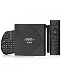 NinkBox TV Box Android 10.0, N6 Plus TV Box 【4G+64G】, Allwinner H616 Quad-Core 64bit Cortex-A53, Box Android TV de LAN100M et Wi-FI 2.4G/5G, Antenne Extérieur, 8K Boitier Android TV avec Mini Clavier