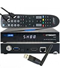 OCTAGON SX88 4K UHD S2+IP H.265 HEVC Smart Set-Top Box Récepteur TV satellite & Sat to IP, CA, serveur multimédia, YouTube, Radio, câble HDMI EasyMouse gratuit + 150 Mbit/s WiFi