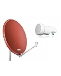 Opticum Antenne Satellite en Acier QA60 avec LNB Simple (60 cm) Rouge Brique