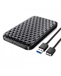 ORICO Boîtier Disque Dur 2,5 '', Boîtier Externe Portable USB3.0 vers SATA pour Une Conception sans Outil HDD/SSD de 7 mm / 9,5 mm, Prise en Charge Maximale de 4 to avec UASP（Noir）