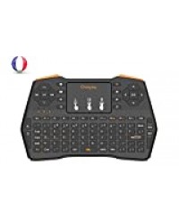 Ovegna i8 Plus : Mini Clavier 4 en 1 (Souris, Clavier, Télécommande et Console) AZERTY, 2.4Ghz sans Fil, avec Touchpad, pour Smart TV, Mac, PC, Mini PC,Raspberry PI 2/3, Consoles et Android Box