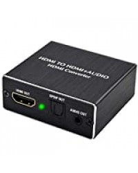 Ozvavzk HDMI Audio Extracteur 4Kx2K Convertisseur HDMI vers HDMI SPDIF TOSLINK Optique et Audio Stéréo 3,5 mm Numérique vers Analogique Adaptateur pour PS3 PS4 Blu-Ray DVD Xbox TV-Aluminum