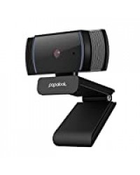 papalook Webcam 1080P HD avec Mise au Point Automatique AF925, Web Caméra Autofocus à Désigne Plié et Déplacé, Pivotable à 360 Degrés, USB Cam PC avec Microphone Anti-Bruit Intégré - Noir