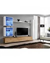 Paris Prix - Meuble TV Mural Design Switch XVIII 280cm Naturel & Blanc