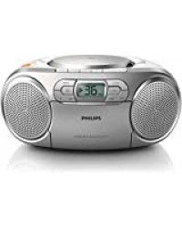 Philips AZ127/12 Lecteur CD Portable,CD Player Portable (Amplification Dynamique des Basses, Radio FM,Platine Cassette,Entrée Audio) Argent