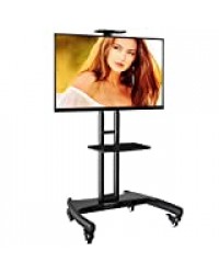 Pied à roulettes réglable pour TV LCD/LED/Plasma 81 cm -165 cm (32" - 65") jusqu'à 45,5 kg - Ergosolid AVA Noir