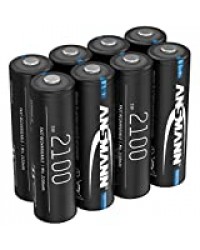 Pile ANSMANN AA 2100mAh NiMH 1,2V - Batt. rech. Mignon AA avec Faible autodécharge, idéale pour l’éclairage Nocturne, Guirlande Lumineuse, Lampe de Poche, Station météo, Souris, Radio (Lot de 8)