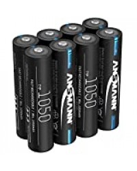 Pile ANSMANN AAA 1050mAh NiMH 1,2V - Batt. rech. Micro AAA, Haute capacité, idéale pour Un Besoin de Puissance élevé tel Que Lampe de Poche, modélisme, Outil électronique, caméra (Lot de 8)