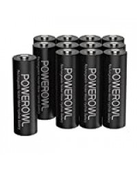 Piles Rechargeables AA 2800mAh POWEROWL 1,2V NiMH Batterie Rechargeable 1200 Cycles Haute capacité Accu Lot de 12