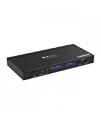 PORTTA HDMI Matrix Audio Splitter 4K 4 Ports 4 x 2 Matrice + Sortie Audio avec télécommande v1.4 Support 3D Super Slim 4k 4x2 Matrix + Audio v1.4 HDMI Matrix with Audio Noir