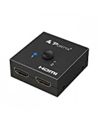 PORTTA HDMI Switch Splitter 4k 2 Port HDMI Commutateur Répartiteur Bidirectionnel 1 in 2 Out / 2 Entrée 1 Sortie HDCP 2.2 Ultra HD 4K Full HD 4K@60hz 1080p pour HDTV Blu-Ray DVD Satellite DVR Xbox