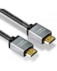 POSUGEAR Câble HDMI 2.0a/b, 2.0, 1.4a, Nylon Tressé HDMI- 4K Ultra HD 2160P, Full HD 1080p, 3D, Connecteurs Plaqués Or-Ethernet, Arc et CEC-Câble Triple Blindage + Blindage Fiche et Contacts-2M