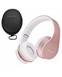 PowerLocus Casque Bluetooth sans Fil, Pliable Casque Audio Stéréo, Oreillette Bluetooth avec Micro Intégré/Micro SD/FM Radio pour Téléphones/PC/Tablettes/TV