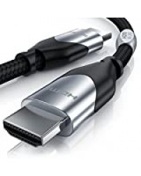 Primewire - Câble HDMI 4K UHD de 5m - Ethernet Haut débit - HDMI 2.0b 2.0a 2.0 1.4a - 4k Ultra HD 2160p Full UH 1080p - Triple blindé - 3D Arc CEC - Revêtement en Tissu tressé Noir