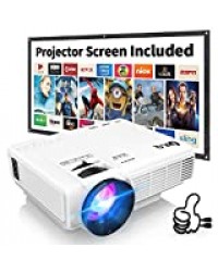 Projecteur HI-04 DR.Q Mini Projecteur 3800 Lumens Supporte 1080P FHD, Videoprojecteur Compatible avec HDMI VGA AV USB TF, Home Théâtre Projecteur, Blanc.