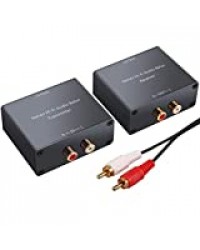 PROZOR Extenseur Audio analogique RCA Balun Émetteur + récepteur 2 canaux Hi-FI Audio Balun Audio Extender transmis Via Un câble Cat5 / 5e / 6 pour amplificateurs de Lecteur DVD HiFi Audio