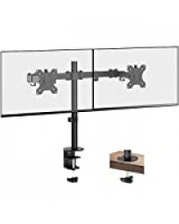 PUTORSEN® Support de Bureau PC Moniteur pour 2 Écrans LCD LED de 13"-32" - Clamp Équipé, Charge Max 8 kg par Moniteur