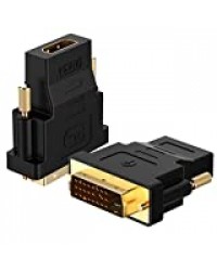 Rankie Adaptateur DVI vers HDMI, 1080P Full HD, Lot de 2, Noir