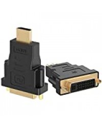 Rankie Adaptateur HDMI vers DVI, 1080P Full HD, Lot de 2, Noir