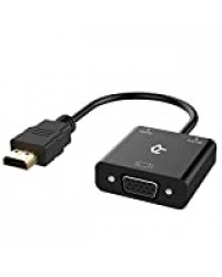 Rankie Adaptateur HDMI vers VGA avec Câble Micro USB et Câble Audio, Male à Female, Full HD 1080P, Noir