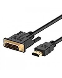 Rankie Câble Adapteur HDMI vers DVI, Bidirectionnel, 1,8m, Noir
