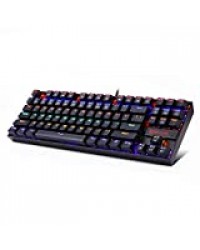 Redragon Clavier de Jeu Mécanique, Rétroéclairage Arc-en-Ciel LED RGB, Clavier Filaire avec Commutateurs Rouges Cherry MX Équivalents pour PC de Jeu Windows (87 Touches, Noir)