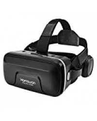 REDSTORM Casque VR, Vue Panoramique en 3D, Qualité d'image HD, Casque Réalité Virtuelle avec Ecouteurs, Compatible avec iPhone/Android, Noir
