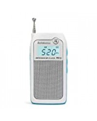 Retekess PR12 Mini Poste Radio, DSP Portable Radio de Poche, AM FM Tuner Numérique Radio Transistor, MP3 Lecteur Musique, Support Carte SD, Batterie Rechargeable, LCD Rétroéclairage (Blanche)