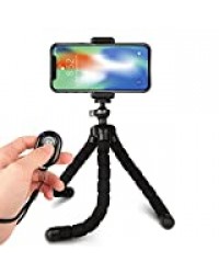 Rhodesy RT-02 Flexible Octopus Style Trépied Support Support avec télécommande Bluetooth pour Appareil Photo, Tout téléphone Intelligent avec Clip