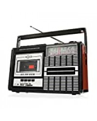 Ricatech PR85 – Lecteur de cassettes et enregistreur des années 80, Radio AM/FM/SW, USB, Port de carte SD, Microphone intégré, Arrêt automatique, Poids léger, haut-parleurs intégrés de 8 watts