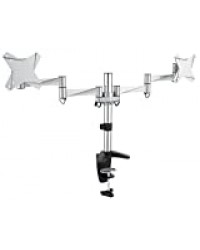 RICOO TS3311 Support PC 2 Écrans Orientable Inclinable Bras Articulé Écran Moniteur 13-26" (33-66cm) Pince de Table Bureau VESA 100x100 Argent
