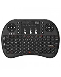 Rii i8 + 2,4 GHz Mini clavier sans fil avec Touchpad Mouse, rétroéclairage LED, batterie rechargeable Li-Ion (MIS à jour 2017, rétroéclairé)