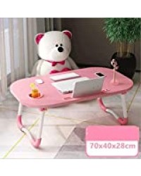 RKRXDH Meubles for Ordinateur Portable lit avec Bureau guéridon Lazy Student Dortoir Simple Table Pliante Table d'étude Days Overbed (Color : Pink)