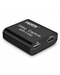 Rybozen Carte de capture vidéo Rybozen Périphérique de capture vidéo HDMI 4K avec boucle, convertisseur d'enregistreur vidéo en streaming Full HD 1080P, prise en charge de Windows, Android et MacOS