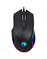 SADES Souris Gamer,3500 DPI Souris RGB Programmable 7 Button Réglable,Souris Gamer Filaire LED, Gaming Mouse, Souris de Jeu Câblés USB,500Hz Haute Précision avec Rétro-éclairage pour PC