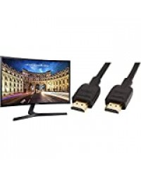 Samsung - C24F396 - Ecran PC Incurvé - Dalle VA - 24 Pouces - Noir Brillant & AmazonBasics Câble HDMI 2.0 Haut débit Compatible Ethernet / 3D / Retour Audio, 4K Ultra HD [Nouvelles Normes] 1,8 m